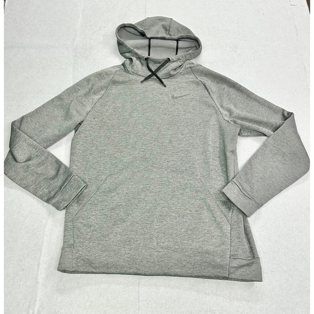 Nike Therma Hoodie Mens Large Gray Dri FIT Hooded Sweatshirt Fleece 932022-071